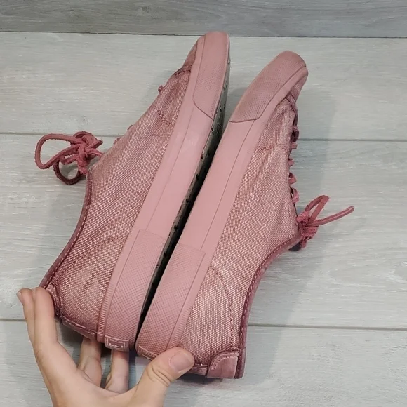 Frye Womens Pink Gia Canvas Lace Up Sneakers shoes sz 9M